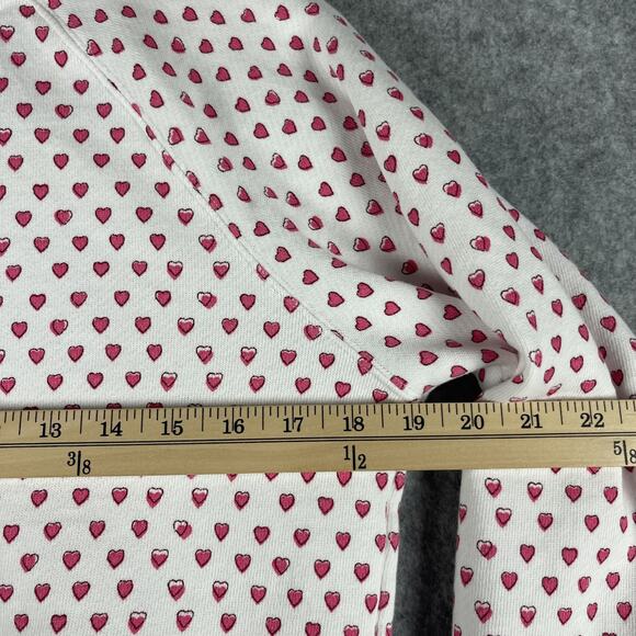 Roller Rabbit Sweatshirt Womens XS Pink Heart Print Organic Crewneck Casual FLAW - Picture 7 of 12
